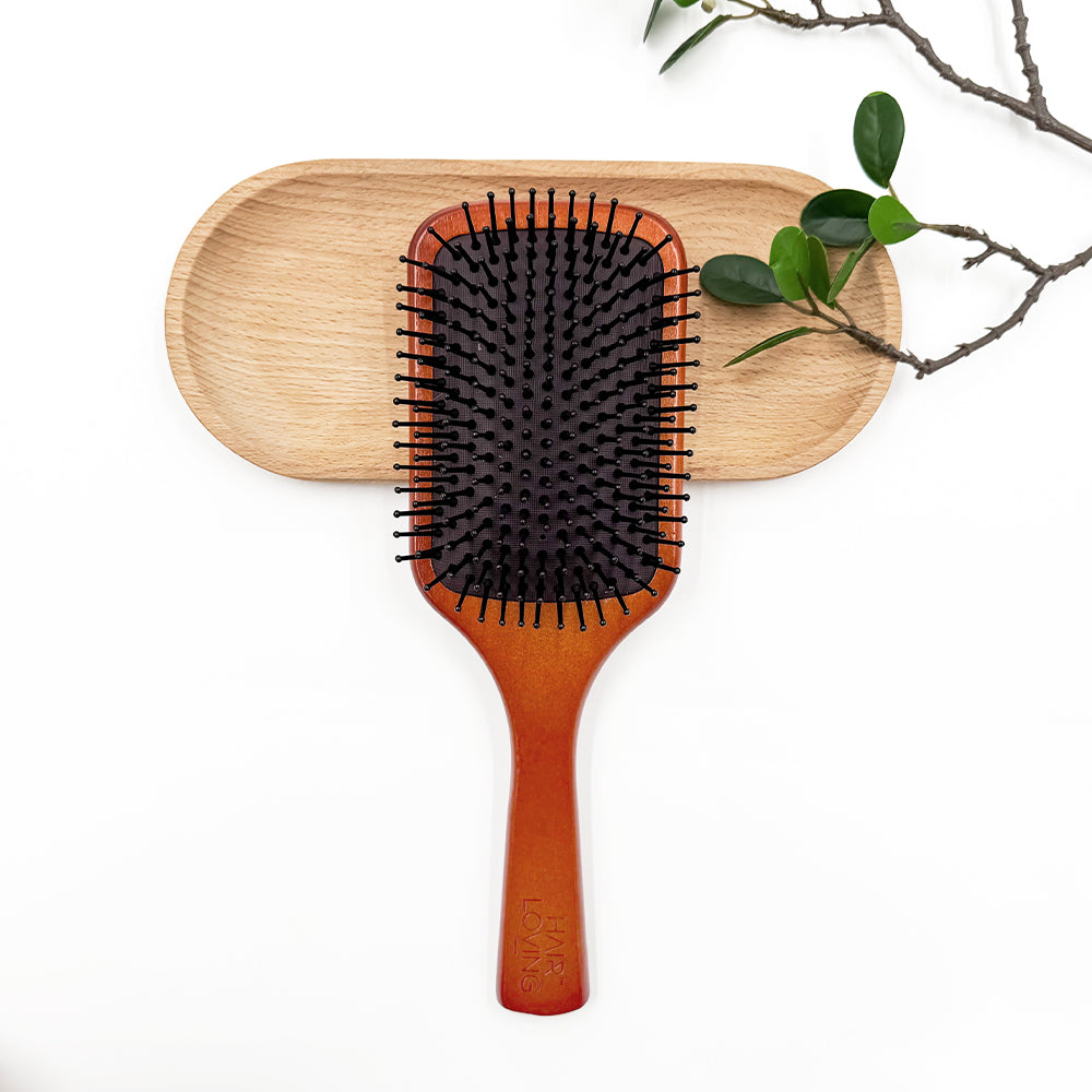 Hair Loving Wooden Paddle Brush – Effortless Detangling &amp; Gentle Scalp Stimulation